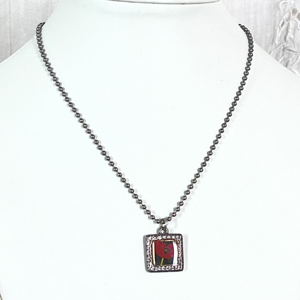 Boho Silver Poppy Pendant Necklace/Choker 💎Host Pick💎 - Picture 5 of 7